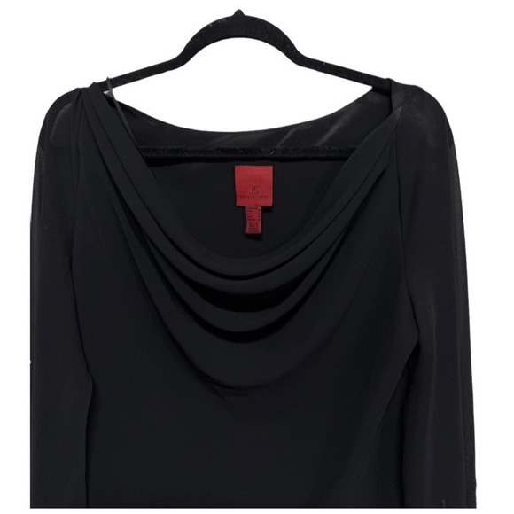 Vintage JS Collections Asymmetrical Tunic Top Fairy Y2K Beaded Sleeves Size 14 - Picture 4 of 7